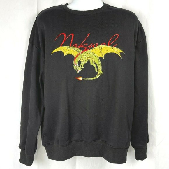 Nokwal Dragon Embroidered Crew Sweatshirt Oversized S 49 x 28 Collection 6 2019 - Picture 2 of 6
